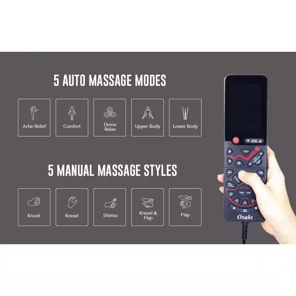 Pro 8500 Series Black Faux Leather Reclining 2D Massage Chair with Zero Gravity, Foot and Calf Massage, Heated Seat