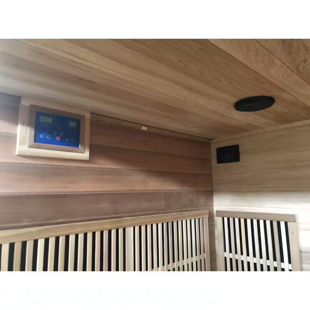 Roslyn 4-Person Indoor Infrared Sauna in Cedar with Side Bench Seating, Chromatherapy, 10-Heater Panels and Bluetooth