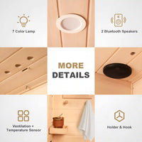 Far Infrared Wood Sauna Box ,Traditional Sauna Room Indoor Home Spa Low-Emf Dry Saunas Single Person Spa Canada Hemlock,