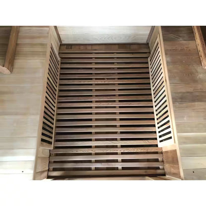 Roslyn 4-Person Indoor Infrared Sauna in Cedar with Side Bench Seating, Chromatherapy, 10-Heater Panels and Bluetooth