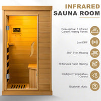 Far Infrared Wood Sauna Box ,Traditional Sauna Room Indoor Home Spa Low-Emf Dry Saunas Single Person Spa Canada Hemlock,