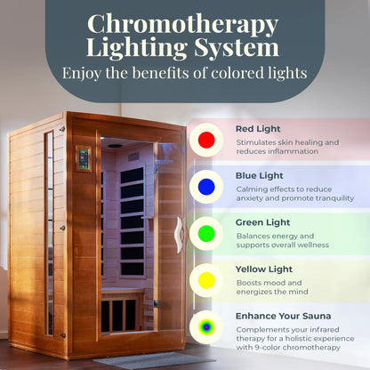 Andora 2-Person Low EMF FAR Infrared Sauna, Canadian Hemlock