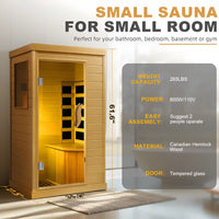 Far Infrared Wood Sauna Box ,Traditional Sauna Room Indoor Home Spa Low-Emf Dry Saunas Single Person Spa Canada Hemlock,