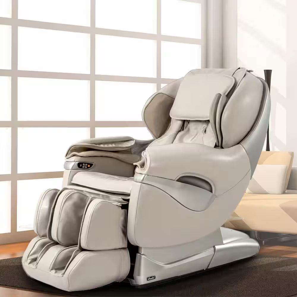 Pro 8500 Series Tan Faux Leather Reclining 2D Massage Chair with Zero Gravity, Foot and Calf Massage, Heated Seat