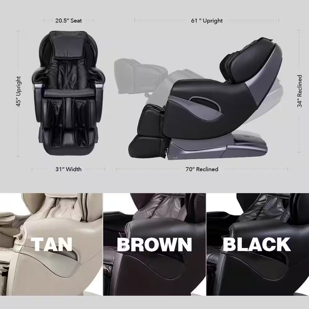 Pro 8500 Series Tan Faux Leather Reclining 2D Massage Chair with Zero Gravity, Foot and Calf Massage, Heated Seat