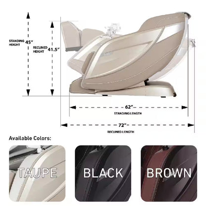 Pro 8500 MAX Black Faux Leather Reclining 4D Massage Chair with Zero Gravity, Heated Lumbar, Extended Dual Rail Tracks