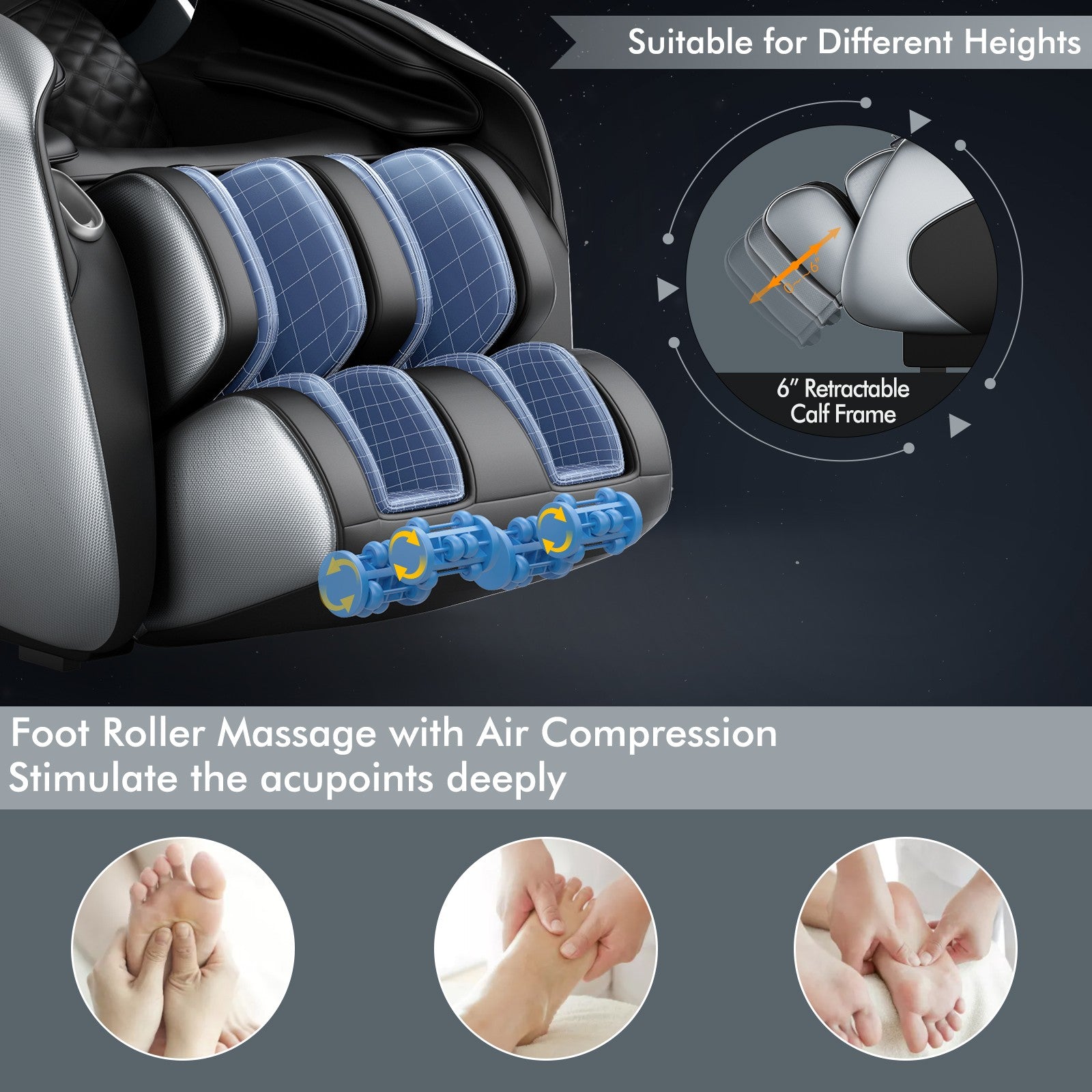 SL Track Full Body Zero Gravity Massage Chair W/ Voice Control Heat Foot Roller