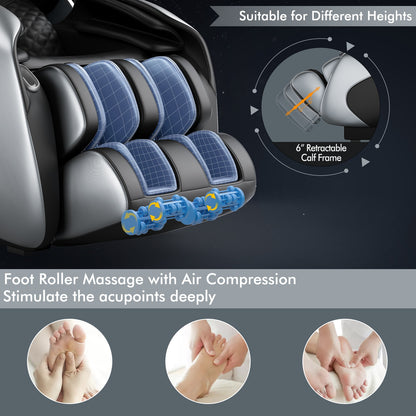 SL Track Full Body Zero Gravity Massage Chair W/ Voice Control Heat Foot Roller