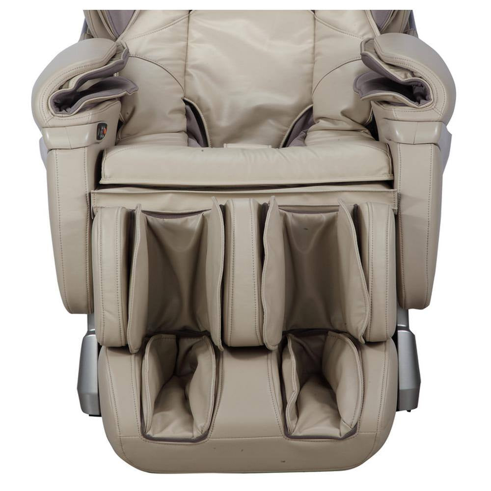 Pro 8500 Series Tan Faux Leather Reclining 2D Massage Chair with Zero Gravity, Foot and Calf Massage, Heated Seat