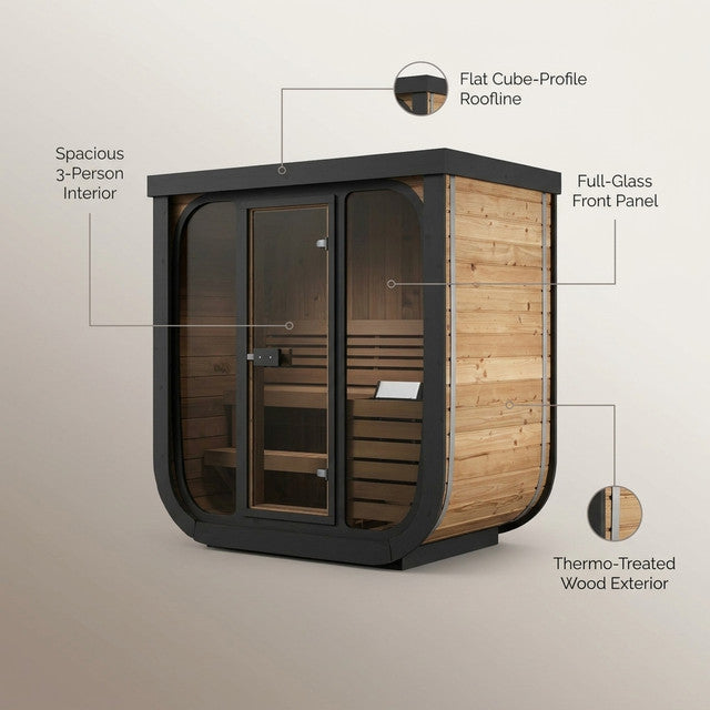 Model CL4G Cube-Series Outdoor Sauna | 3 Persons — Lifestyle