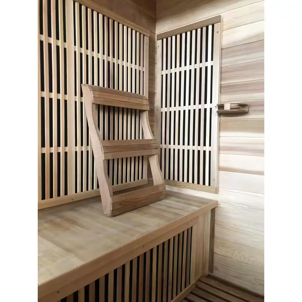 Roslyn 4-Person Indoor Infrared Sauna in Cedar with Side Bench Seating, Chromatherapy, 10-Heater Panels and Bluetooth