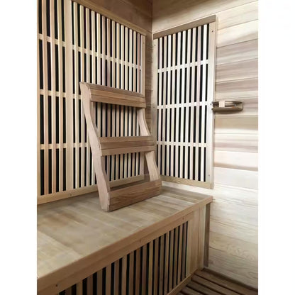 Roslyn 4-Person Indoor Infrared Sauna in Cedar with Side Bench Seating, Chromatherapy, 10-Heater Panels and Bluetooth