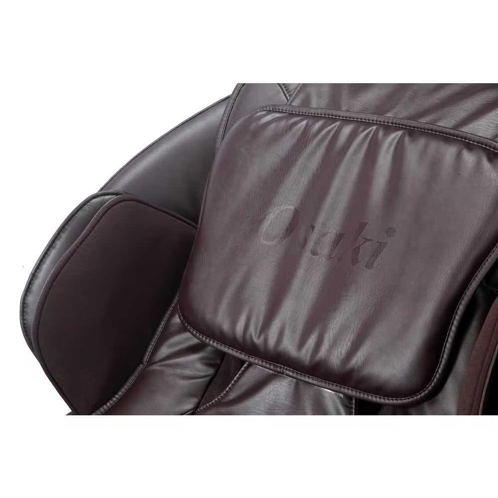 Pro 8500 Series Brown Faux Leather Reclining 2D Massage Chair with Zero Gravity, Foot and Calf Massage, Heated Seat