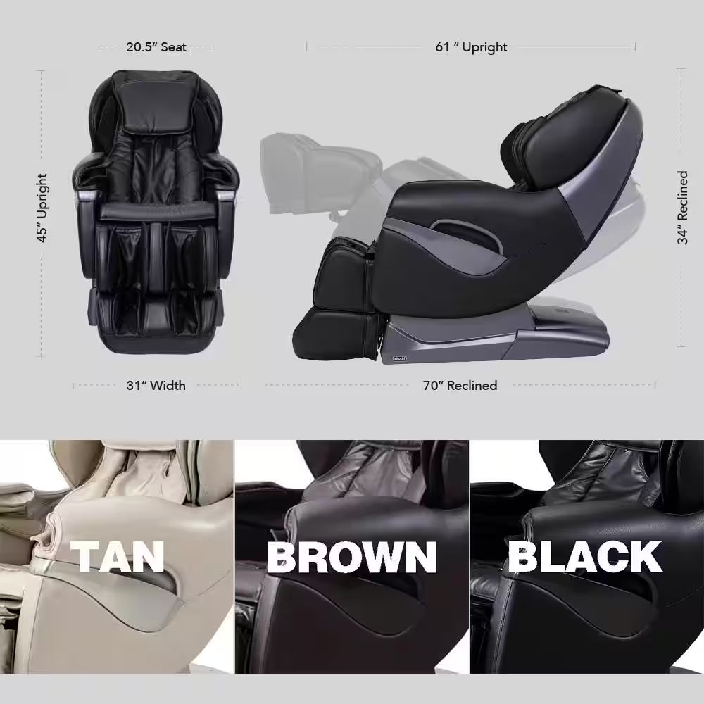 Pro 8500 Series Brown Faux Leather Reclining 2D Massage Chair with Zero Gravity, Foot and Calf Massage, Heated Seat
