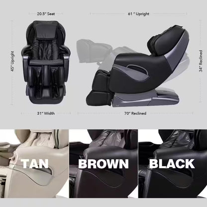Pro 8500 Series Brown Faux Leather Reclining 2D Massage Chair with Zero Gravity, Foot and Calf Massage, Heated Seat