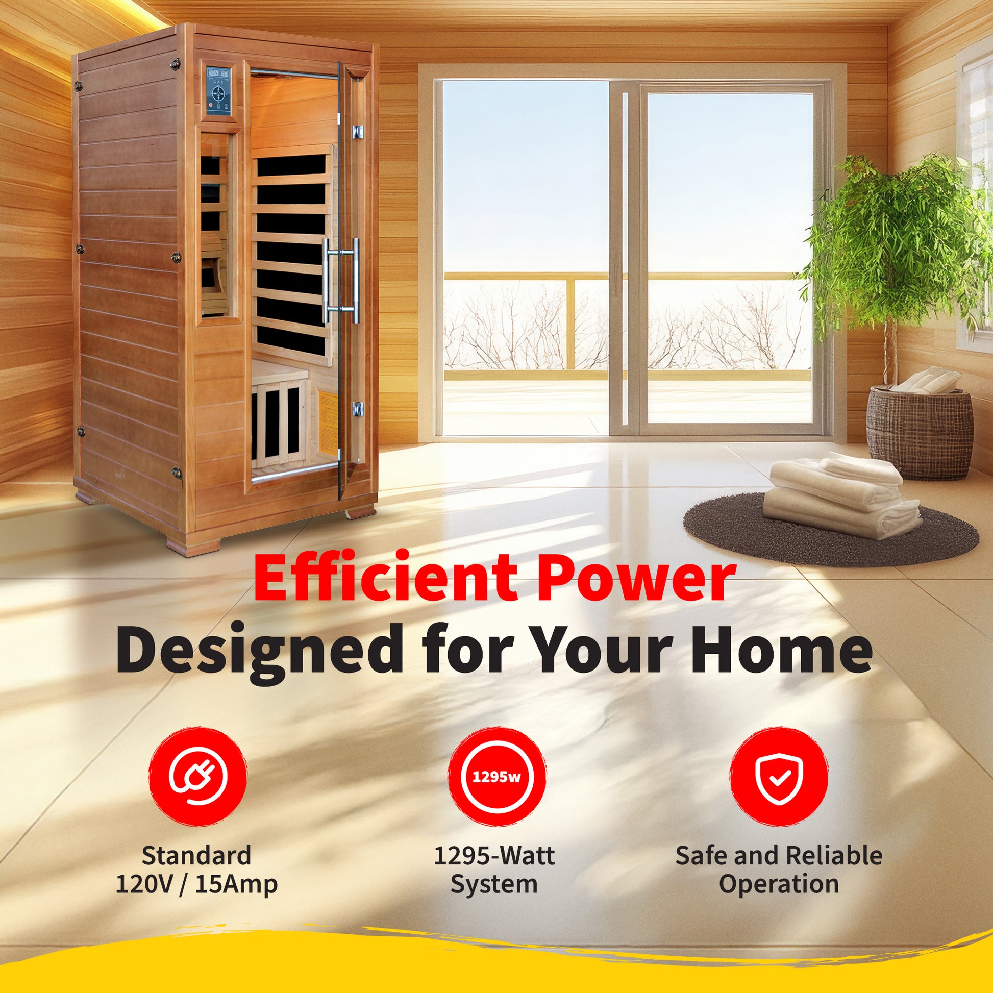 Heatwave 1-2 Person Hemlock Infrared Sauna W/ 5 Carbon Heaters