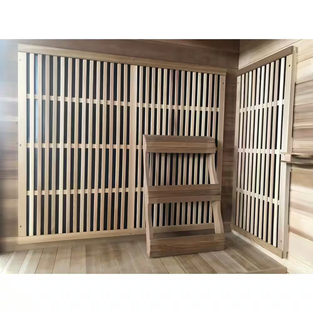 Roslyn 4-Person Indoor Infrared Sauna in Cedar with Side Bench Seating, Chromatherapy, 10-Heater Panels and Bluetooth