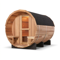 6-Person Patchworkred Cedar Traditional Steam Barrel Sauna — Studio Shot