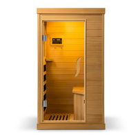 Far Infrared Wood Sauna Box ,Traditional Sauna Room Indoor Home Spa Low-Emf Dry Saunas Single Person Spa Canada Hemlock, — Studio Shot