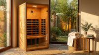 1 Person Extendable FAR Infrared Sauna for Home, Hemlock Wood Low EMF 6 Carbon Heaters Indoor Saunas with LED Lights, Bluetooth Speaker, Digital Control Panel, and Seating Bench — Lifestyle