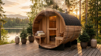 6-Person Patchworkred Cedar Traditional Steam Barrel Sauna — Lifestyle